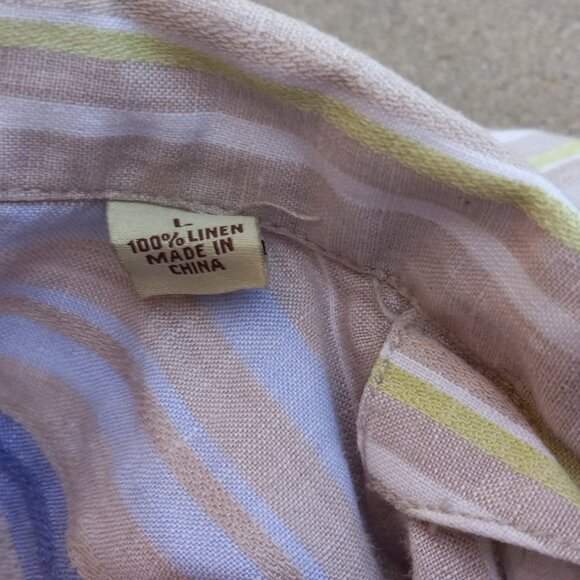 Tommy Bahama 100% Linen Shirt Short Sleeved Silk Striped Large (L) - Picture 16 of 16